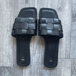 Zara Genuine Woven Leather Sandal Slides